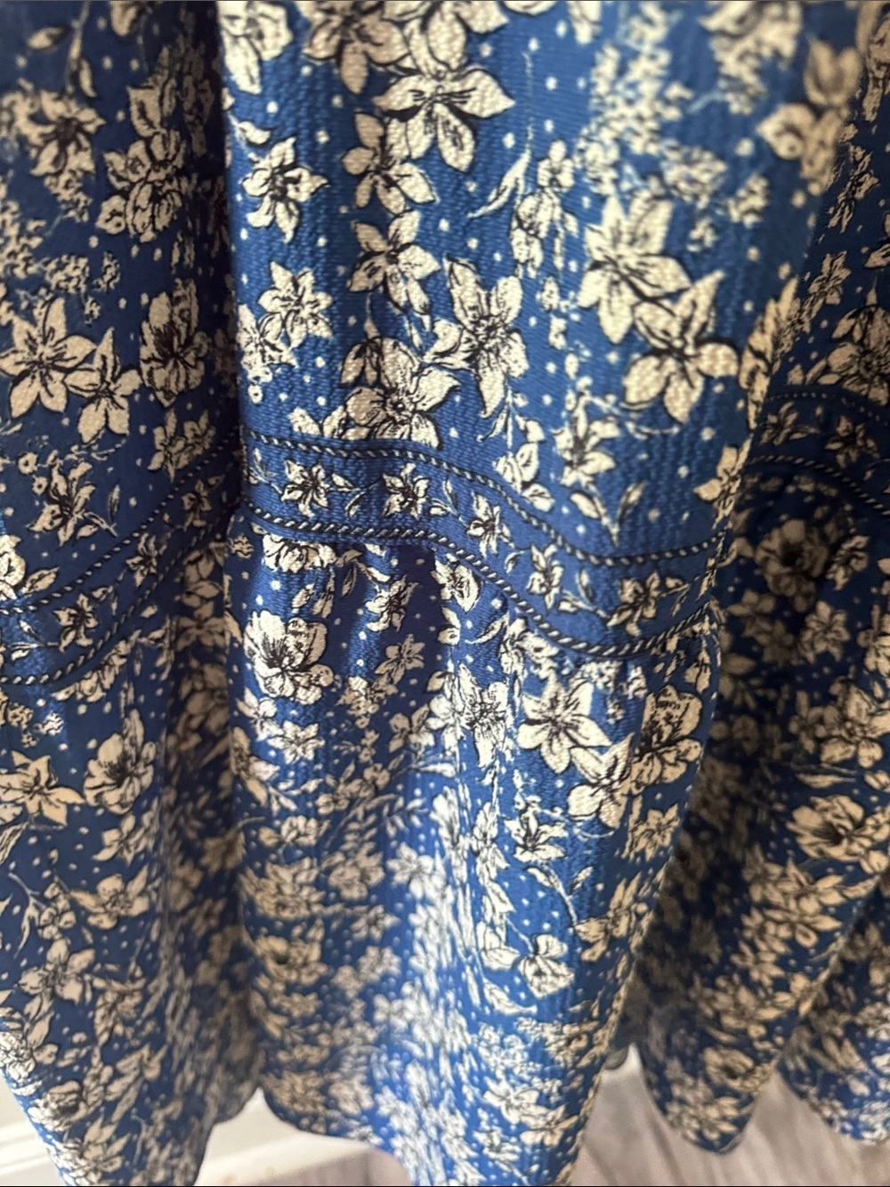 Max Studio Blue and White Floral Maxi Dress 1X feminine lightweight peasant - Picture 14 of 14